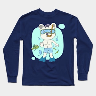 cute bear diving Long Sleeve T-Shirt